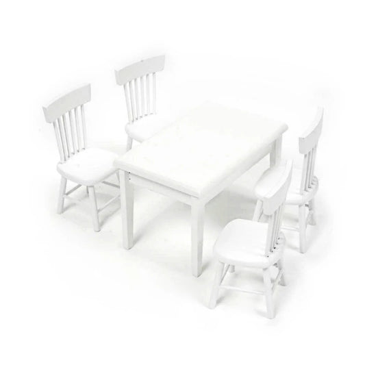 1:12 Scale Miniature White Dining Table And Chairs Set Dollhouse Furniture Accessories For Mini Toys