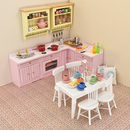 1:12 Scale Miniature White Dining Table And Chairs Set Dollhouse Furniture Accessories For Mini Toys