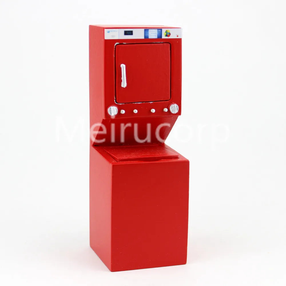 Miniatura de lavadora y secadora para casa de muñecas roja a escala 1:12 | Muebles para electrodomésticos pequeños