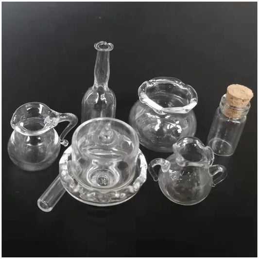 Pot en verre miniature transparent à l'échelle 1:12, pour maison de poupée, cuisine, chambre, jouet pour enfants, cadeau, jeu de simulation, accessoires de meubles miniatures