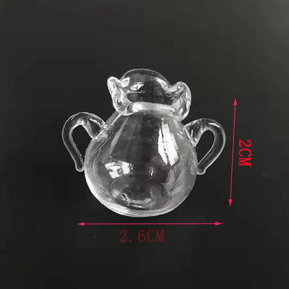Pot en verre miniature transparent à l'échelle 1:12, pour maison de poupée, cuisine, chambre, jouet pour enfants, cadeau, jeu de simulation, accessoires de meubles miniatures