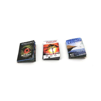 Revista en miniatura a escala 1:12, accesorios para casa de muñecas para decorar la sala de estar.