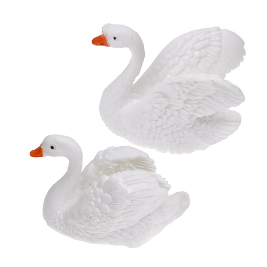1:12 Scale Miniature Swan Figurine Set Dollhouse Accessories Animal Model Home Ornament Fairy Garden Decoration DIY Craft