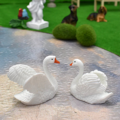 1:12 Scale Miniature Swan Figurine Set Dollhouse Accessories Animal Model Home Ornament Fairy Garden Decoration DIY Craft