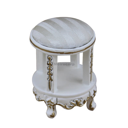 1:12 Scale Miniature White Wooden Bathroom Vanity and Stool Set for Dollhouse