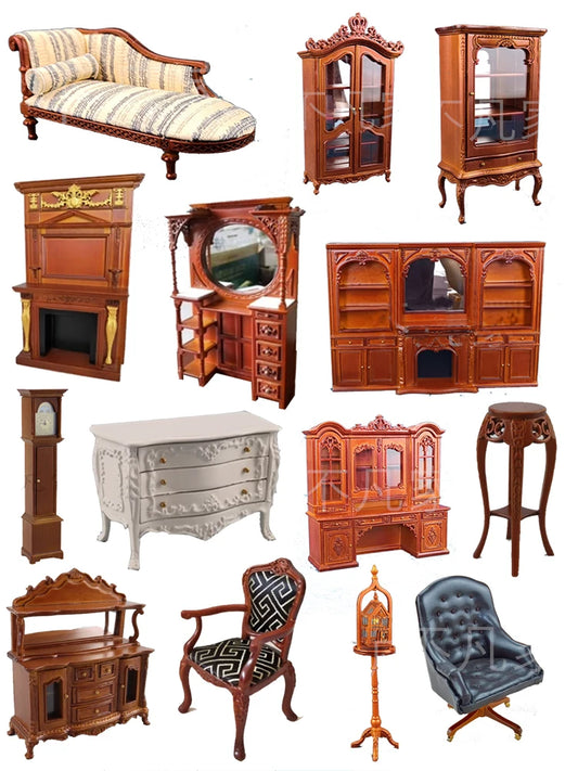 Gabinete de madera en miniatura a escala 1:12, muebles vintage para casa de muñecas, mesa de carpintería hecha a mano, modelo de decoración para el hogar de muñecas BJD.