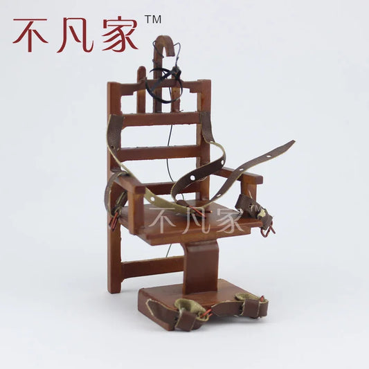 Silla eléctrica en miniatura a escala 1:12 para decorar casas de muñecas: accesorio único para escenas de tortura
