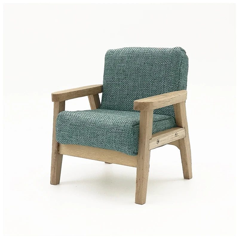 1:12 Scale Miniature Fabric Sofa Couch Chair For Dollhouse Living Room Decor Minimalist Simple Furniture Accessories