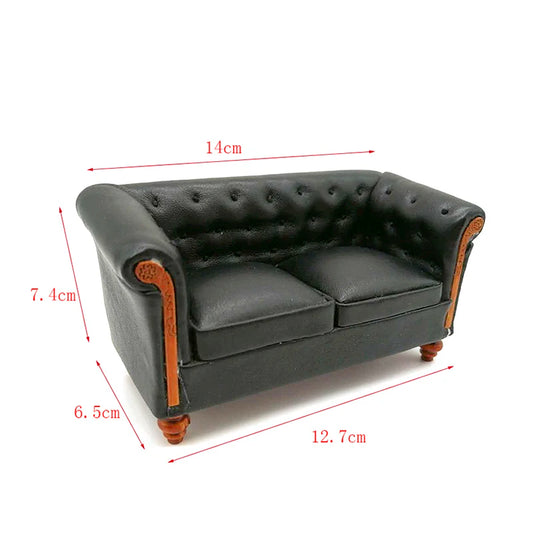 1:12 Scale Miniature Leather Sofa Chair Couch For Dollhouse Accessories Miniature Furniture Toy