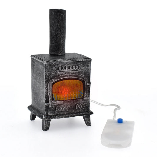1:12 Scale Miniature Fireplace With Light Chimney For Dollhouse Accessories Simulation Model
