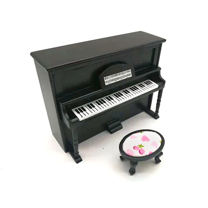 1:12 Scale Miniature White Piano And Stool Set For Dollhouse Music Room Miniature Furniture Accessories