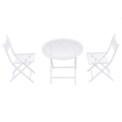 1:12 Scale Miniature White Iron Patio Table With 2 Chairs Leisure Dollhouse Furniture For Living Room Garden Play Room