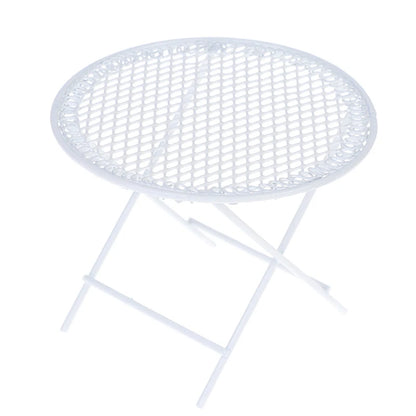 1:12 Scale Miniature White Iron Patio Table With 2 Chairs Leisure Dollhouse Furniture For Living Room Garden Play Room