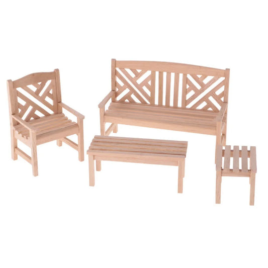 1:12 Scale Miniature Garden Furniture Set Patio Table And Chairs For Dollhouse Accessories Outdoor Decor