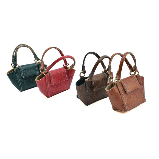 1:12 Scale Miniature Leather Handbag Purse Lady Shoulder Bag Fashion Doll Accessories