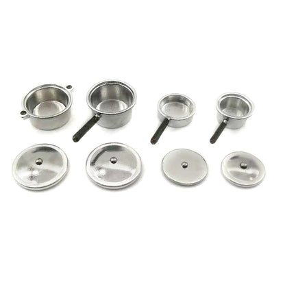1:12 Scale Miniature Metal Pots And Pans Dinnerware Cook Set For Dollhouse Kitchen Room Decor
