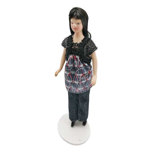 1:6 Scale Miniature Porcelain Doll Modern Housewife For Dollhouse Accessories