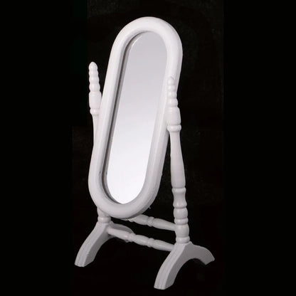 1:6 Scale Miniature White Wooden Cabinet Dresser Mirror Bedroom Furniture Set For Dollhouse Accessories