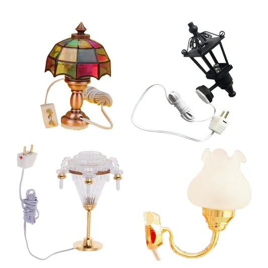 1:12 Scale Miniature Dollhouse 5V Lamp Light With Electric Wire Plug For Phone Charger Computer Interface Decor
