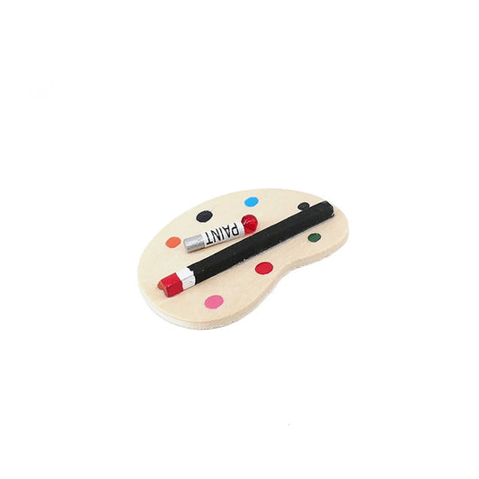 Paleta de pintura y pincel para artistas en miniatura a escala 1:12, accesorio para casa de muñecas