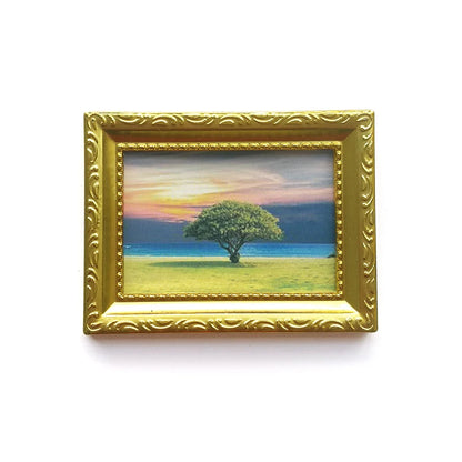 Peinture à l'huile miniature encadrée à l'échelle 1:12, décoration murale pour maison de poupée, accessoires de bricolage
