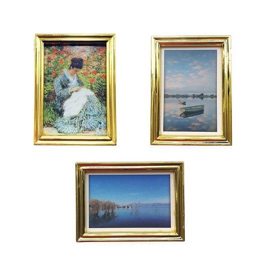 Pintura al óleo enmarcada en miniatura a escala 1:12, arte de pared, decoración para casa de muñecas, accesorios de bricolaje
