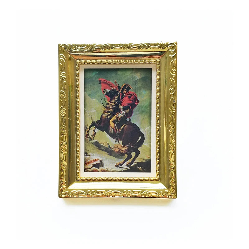 Peinture à l'huile miniature encadrée à l'échelle 1:12, décoration murale pour maison de poupée, accessoires de bricolage