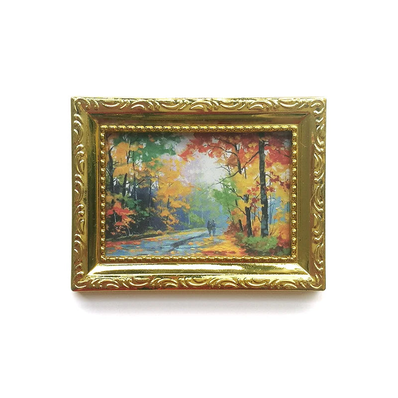 Peinture à l'huile miniature encadrée à l'échelle 1:12, décoration murale pour maison de poupée, accessoires de bricolage
