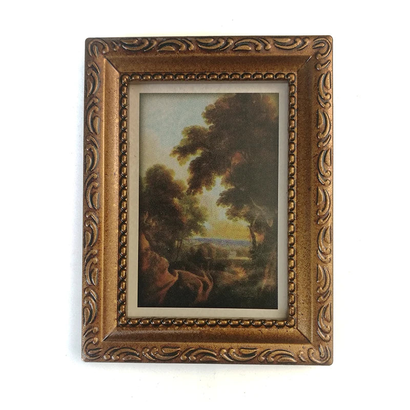 Peinture à l'huile miniature encadrée à l'échelle 1:12, décoration murale pour maison de poupée, accessoires de bricolage
