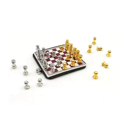 1:12 Scale Miniature Chess Set Dollhouse Accessories Pretend Play Home Decoration