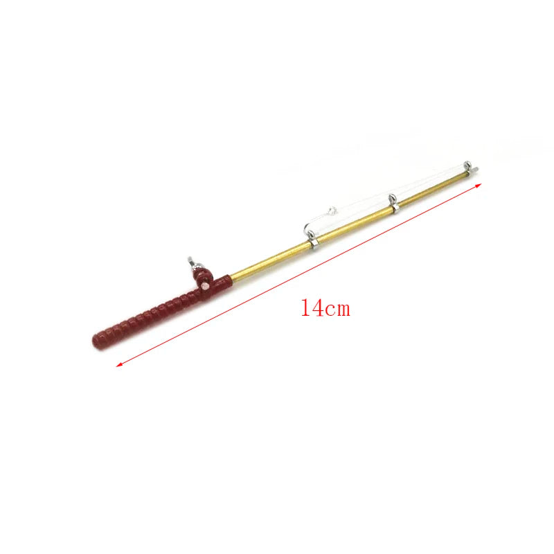dollhouse miniature fishing pole 1:12 Scale Miniature Fishing Rod With Rotatable Winding Wheel Dollhous – Small Jolly