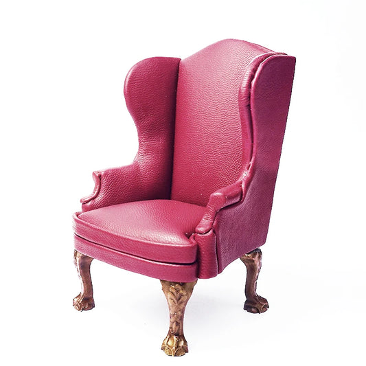 1:12 Scale Miniature Red Leather Sofa Armchair Dollhouse Furniture Living Room Decor Accessories