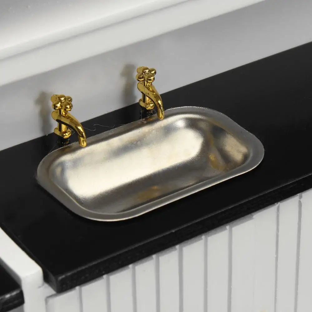 1:12 Scale Miniature Kitchen Furniture Set Sink Stove Cabinet For Dollhouse Decor WD0053