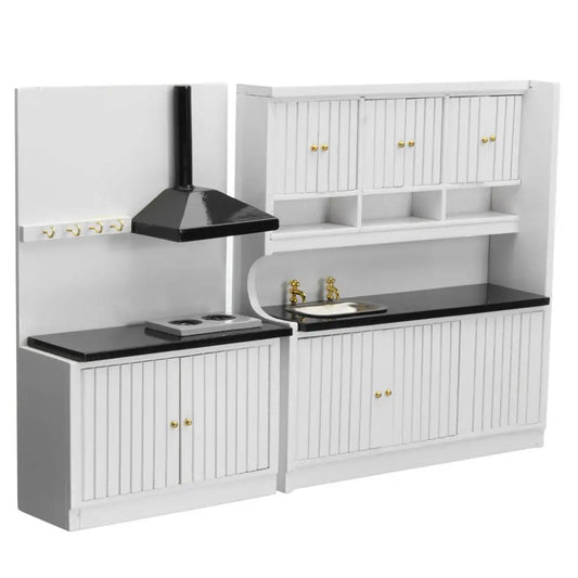 1:12 Scale Miniature Kitchen Furniture Set Sink Stove Cabinet For Dollhouse Decor WD0053