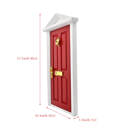 1:12 Scale Miniature Fairy Door Triangle Roof With Hardware Knock Mailbox Doorbell For Dollhouse Accessories