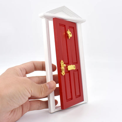 1:12 Scale Miniature Fairy Door Triangle Roof With Hardware Knock Mailbox Doorbell For Dollhouse Accessories