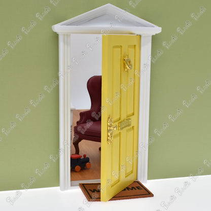1:12 Scale Miniature Fairy Door Triangle Roof With Hardware Knock Mailbox Doorbell For Dollhouse Accessories