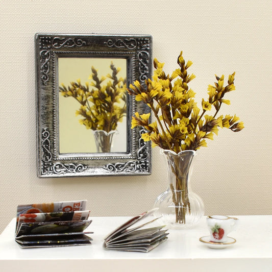 Miroir miniature encadré de style européen à l'échelle 1:12, accessoire pour maison de poupée, mini meubles à monter soi-même