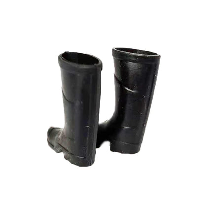 Bottes de pluie miniatures en caoutchouc noir à l'échelle 1:12 pour figurines de maison de poupée