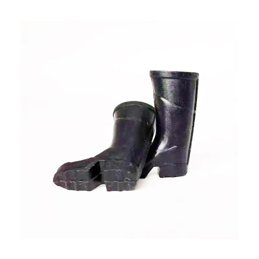 Botas de lluvia de goma negra en miniatura a escala 1:12 para figuras de casa de muñecas