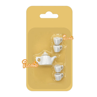1:12 Scale Miniature Tea Set Porcelain Kettle Pot Cup Dollhouse Accessories Teaware Miniature Furniture