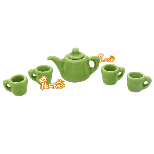 1:12 Scale Miniature Tea Set Porcelain Kettle Pot Cup Dollhouse Accessories Teaware Miniature Furniture