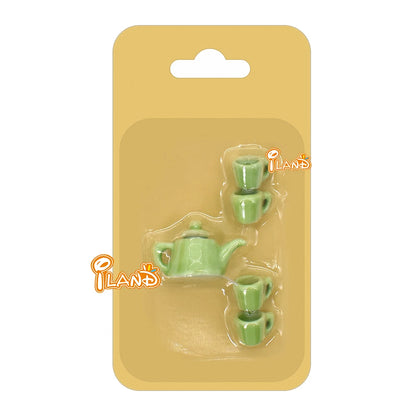 1:12 Scale Miniature Tea Set Porcelain Kettle Pot Cup Dollhouse Accessories Teaware Miniature Furniture