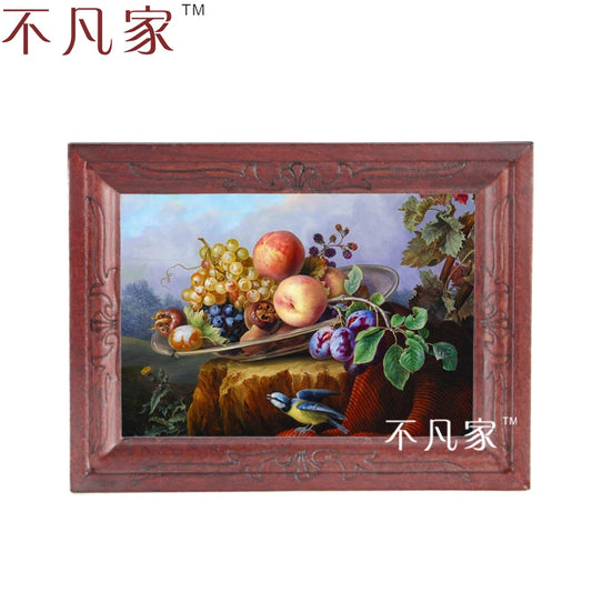 Marco de pintura al óleo de frutas en miniatura a escala 1:12 para decoración de casas de muñecas