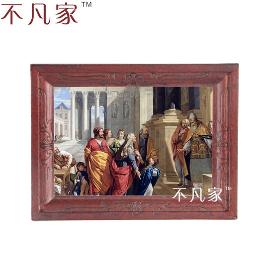 Pintura al óleo religiosa en miniatura a escala 1:12 para decoración de casas de muñecas