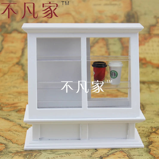 Vitrina blanca en miniatura a escala 1:12 para decoración de casas de muñecas