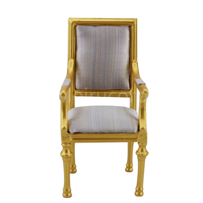 Sillón dorado de lujo para casa de muñecas a escala 1:12, muebles en miniatura para sala de estar