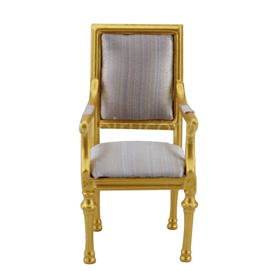 Sillón dorado de lujo para casa de muñecas a escala 1:12, muebles en miniatura para sala de estar