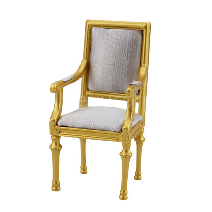 Sillón dorado de lujo para casa de muñecas a escala 1:12, muebles en miniatura para sala de estar