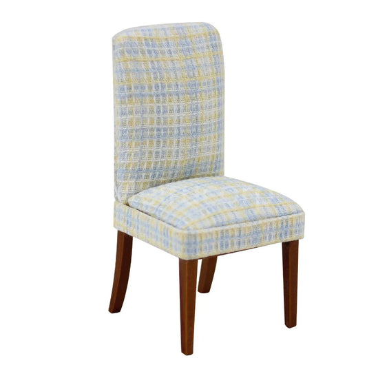 Silla de comedor moderna de tela a escala 1:12 para muebles de casa de muñecas